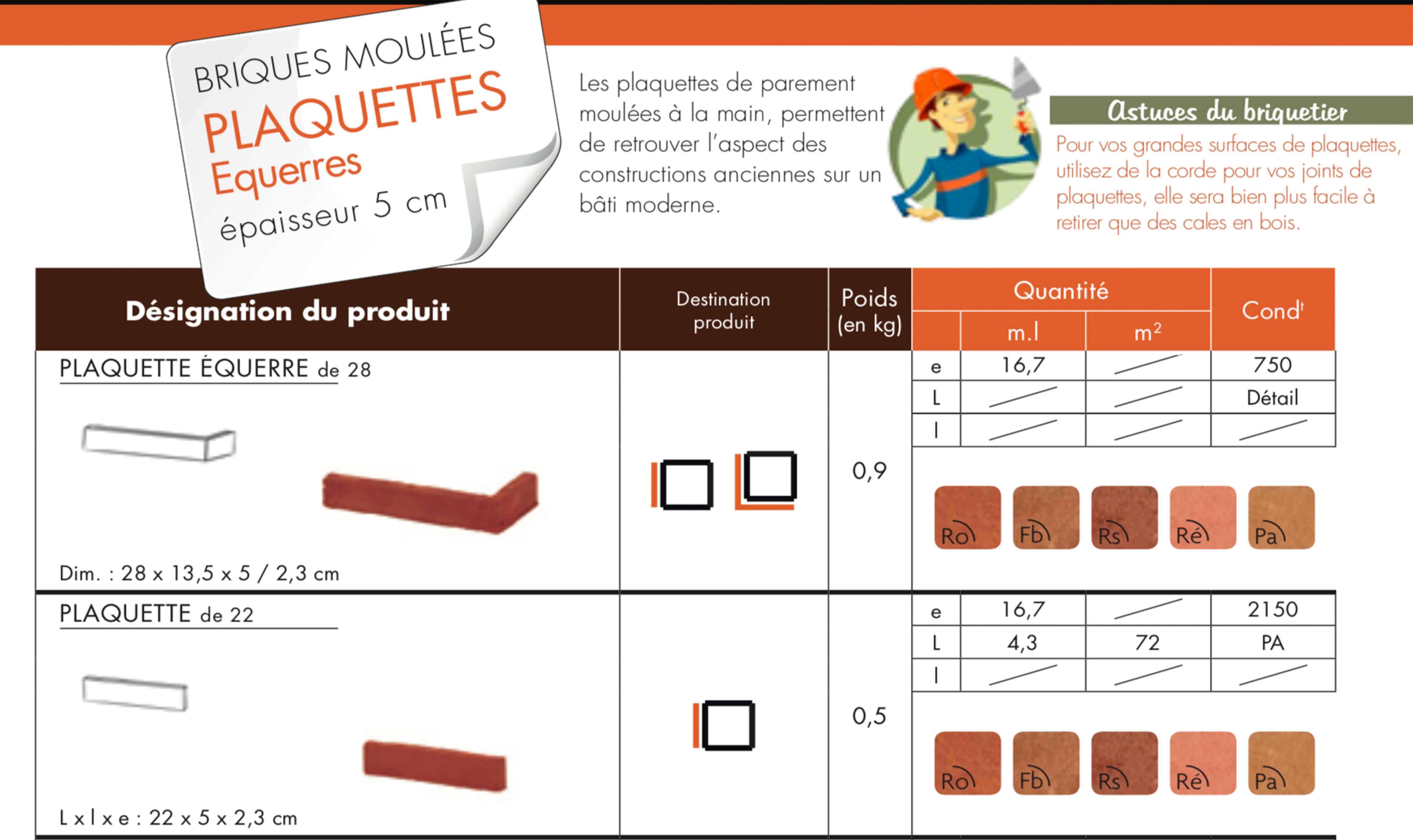 Plaquettes Equerres 28 - 22 cm